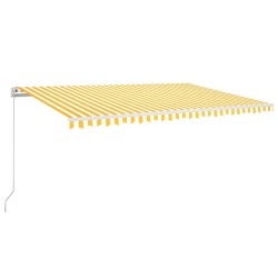 Auvent manuel rétractable avec LED 500x300 cm Jaune et blanc 