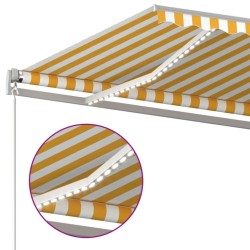 Auvent manuel rétractable avec LED 500x300 cm Jaune et blanc 