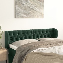 Tête de lit avec oreilles Vert foncé 163x23x78/88 cm Velours 