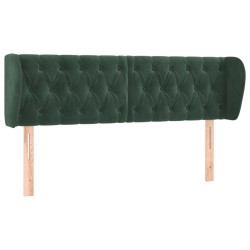 Tête de lit avec oreilles Vert foncé 163x23x78/88 cm Velours 