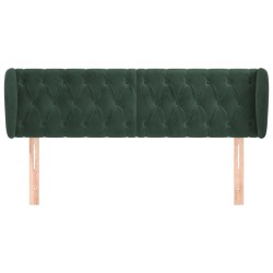 Tête de lit avec oreilles Vert foncé 163x23x78/88 cm Velours 