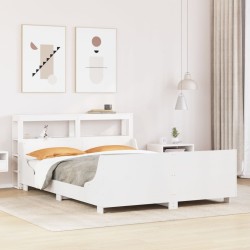 Cadre de lit sans matelas blanc 160x200 cm bois de pin massif 