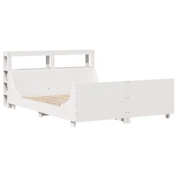 Cadre de lit sans matelas blanc 160x200 cm bois de pin massif 