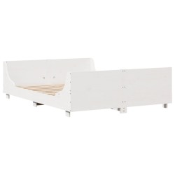 Cadre de lit sans matelas blanc 160x200 cm bois de pin massif 