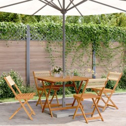 Ensemble à manger de jardin 5pcs beige polypropylène et bois 