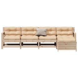 Salon de jardin 5 pcs avec coussins Bois de pin massif 