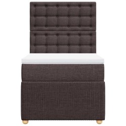 Sommier à lattes de lit avec matelas Marron foncé 100x200 cm 
