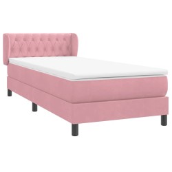 Sommier à lattes de lit avec matelas rose 90x210 cm velours 