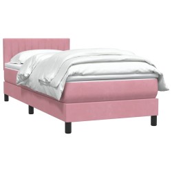 Sommier à lattes de lit avec matelas rose 100x210 cm velours 