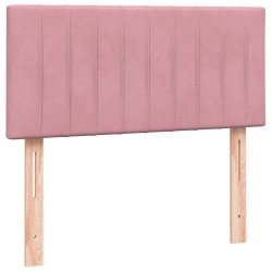 Sommier à lattes de lit avec matelas rose 100x210 cm velours 