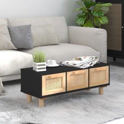Table basse Noir 80x40x30 cm Bois d'ingénierie et pin massif 