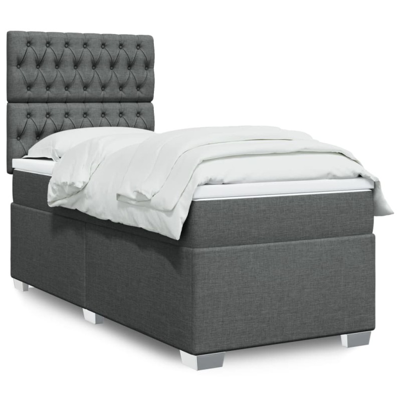 Sommier à lattes de lit avec matelas Gris foncé 80x200 cm Tissu 