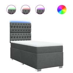 Sommier à lattes de lit avec matelas Gris foncé 80x200 cm Tissu 