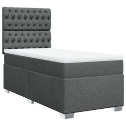 Sommier à lattes de lit avec matelas Gris foncé 80x200 cm Tissu 
