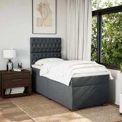 Sommier à lattes de lit avec matelas Gris foncé 80x200 cm Tissu 