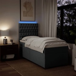 Sommier à lattes de lit avec matelas Gris foncé 80x200 cm Tissu 
