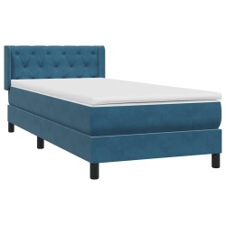 Sommier à lattes de lit et matelas bleu foncé 80x220 cm velours 