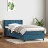 Sommier à lattes de lit et matelas bleu foncé 80x220 cm velours 