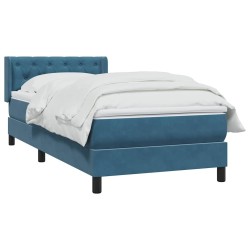 Sommier à lattes de lit et matelas bleu foncé 80x220 cm velours 
