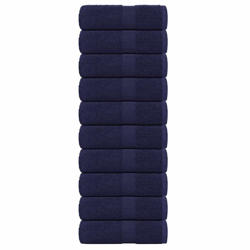 Serviettes d'invité 10 pcs bleu marine 30x50 cm 100% coton 