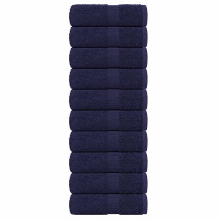 Serviettes d'invité 10 pcs bleu marine 30x50 cm 100% coton 