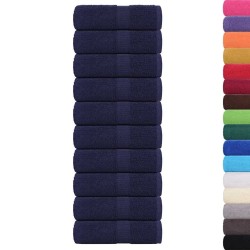 Serviettes d'invité 10 pcs bleu marine 30x50 cm 100% coton 