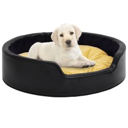 Lit pour chiens Noir et jaune 99x89x21 cm Peluche et similicuir 