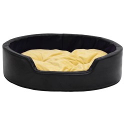 Lit pour chiens Noir et jaune 99x89x21 cm Peluche et similicuir 