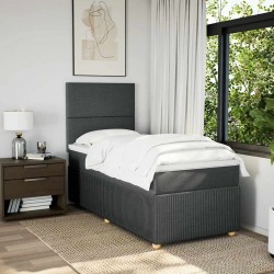 Sommier à lattes de lit avec matelas Gris foncé 80x200 cm Tissu 