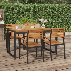 Chaises de jardin empilables lot de 4 bois d'acacia et métal 