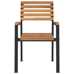 Chaises de jardin empilables lot de 4 bois d'acacia et métal 