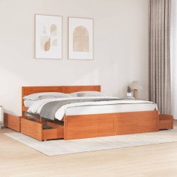 Cadre de lit sans matelas cire marron 180x200cm bois pin massif 
