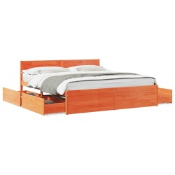 Cadre de lit sans matelas cire marron 180x200cm bois pin massif 