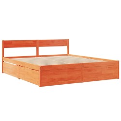 Cadre de lit sans matelas cire marron 180x200cm bois pin massif 
