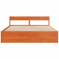 Cadre de lit sans matelas cire marron 180x200cm bois pin massif 