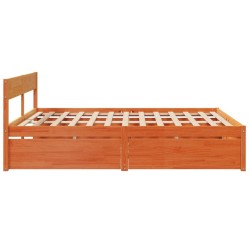 Cadre de lit sans matelas cire marron 180x200cm bois pin massif 