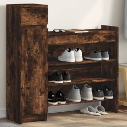 Armoire à chaussures chêne fumé bois d'ingénierie 