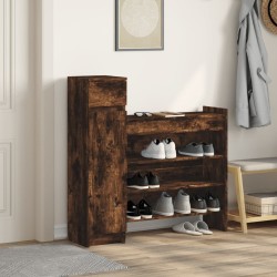 Armoire à chaussures chêne fumé bois d'ingénierie 