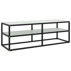 Meuble TV noir avec verre marbre blanc 120x40x40 cm 