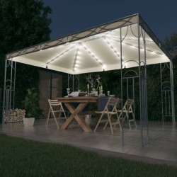 Tonnelle avec guirlande lumineuse à LED 400x300 cm Crème 
