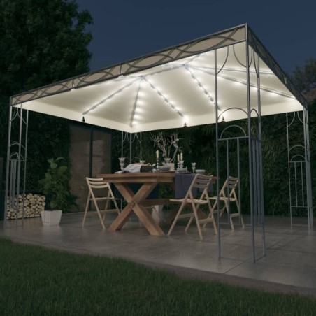 Tonnelle avec guirlande lumineuse à LED 400x300 cm Crème 