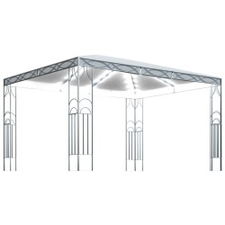 Tonnelle avec guirlande lumineuse à LED 400x300 cm Crème 