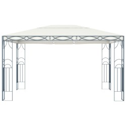 Tonnelle avec guirlande lumineuse à LED 400x300 cm Crème 