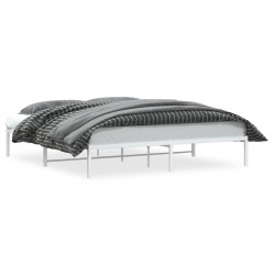Cadre de lit métal sans matelas blanc 183x213 cm 