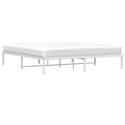 Cadre de lit métal sans matelas blanc 183x213 cm 