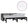 Lit coulissant 2x(90x200) cm Noir Bois de pin massif 