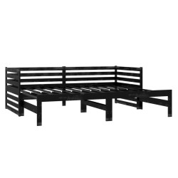 Lit coulissant 2x(90x200) cm Noir Bois de pin massif 