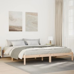 Cadre de lit extra long sans matelas 200x220 cm bois massif pin 