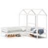 Ensemble de lit de jour et de banc avec toit sans matelas blanc 