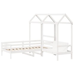 Ensemble de lit de jour et de banc avec toit sans matelas blanc 